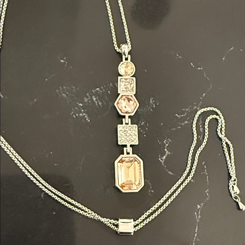 Touchstone Crystal by Swarovski  SHAPED Pendant  necklace.